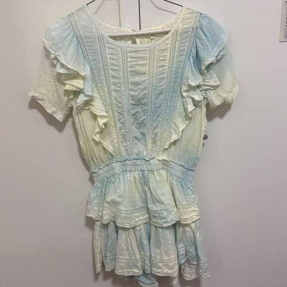LoveShackFancy Hand Dyed Natasha Heritage Mini Dress in Lily Pond. Size P. - Picture 6 of 11